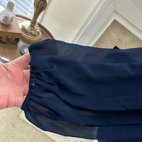 NWT Vince Camuto Navy Embellished Blouse - Picture 4 of 9